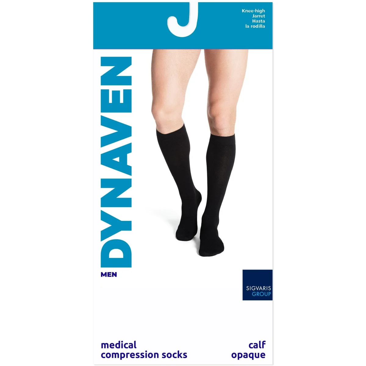 Dynaven Opaque Ribbed Men's Knee High 15-20 mmHg w/ Silicone Top - Image 4