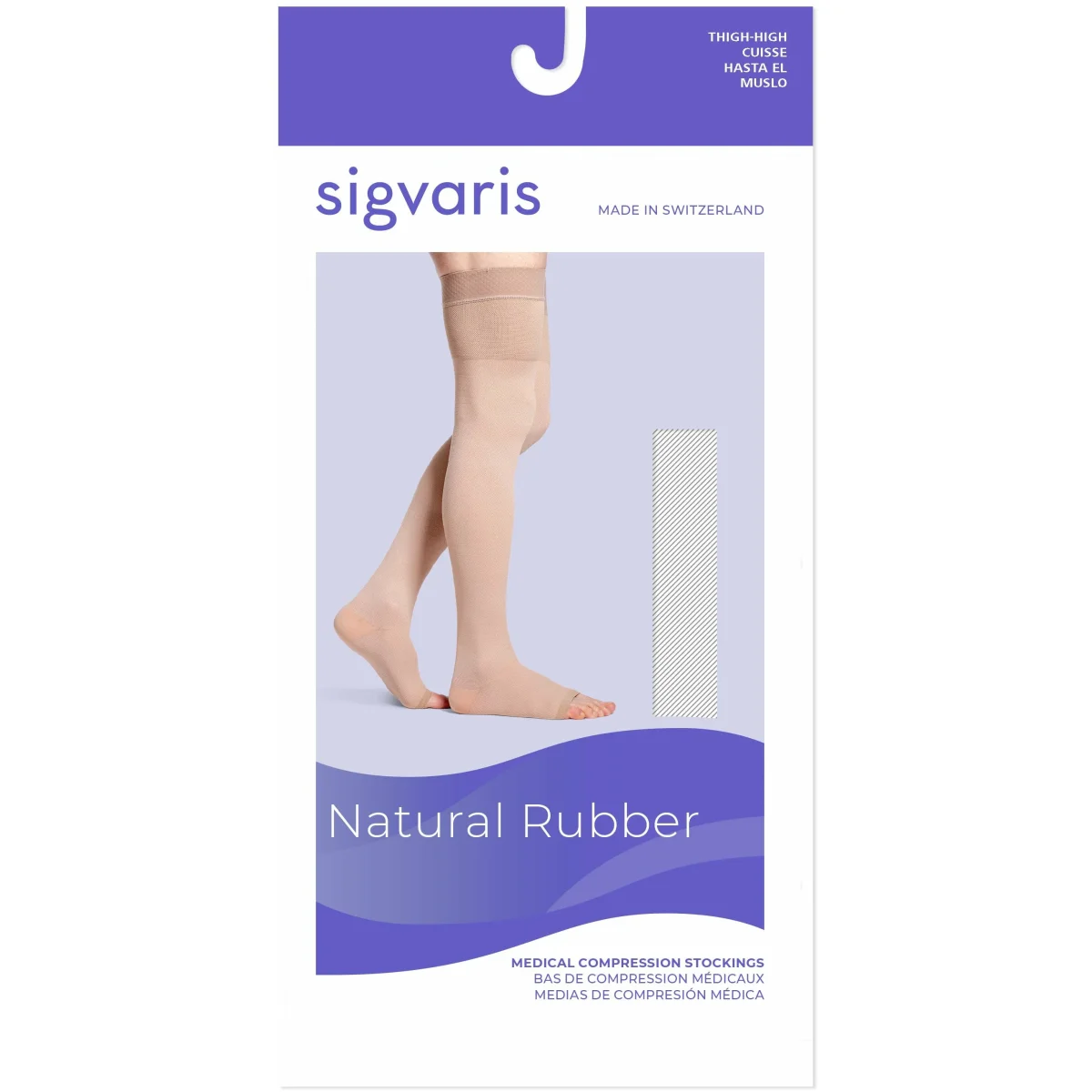 Sigvaris Natural Rubber Thigh High 40-50 mmHg, Open Toe - Image 3