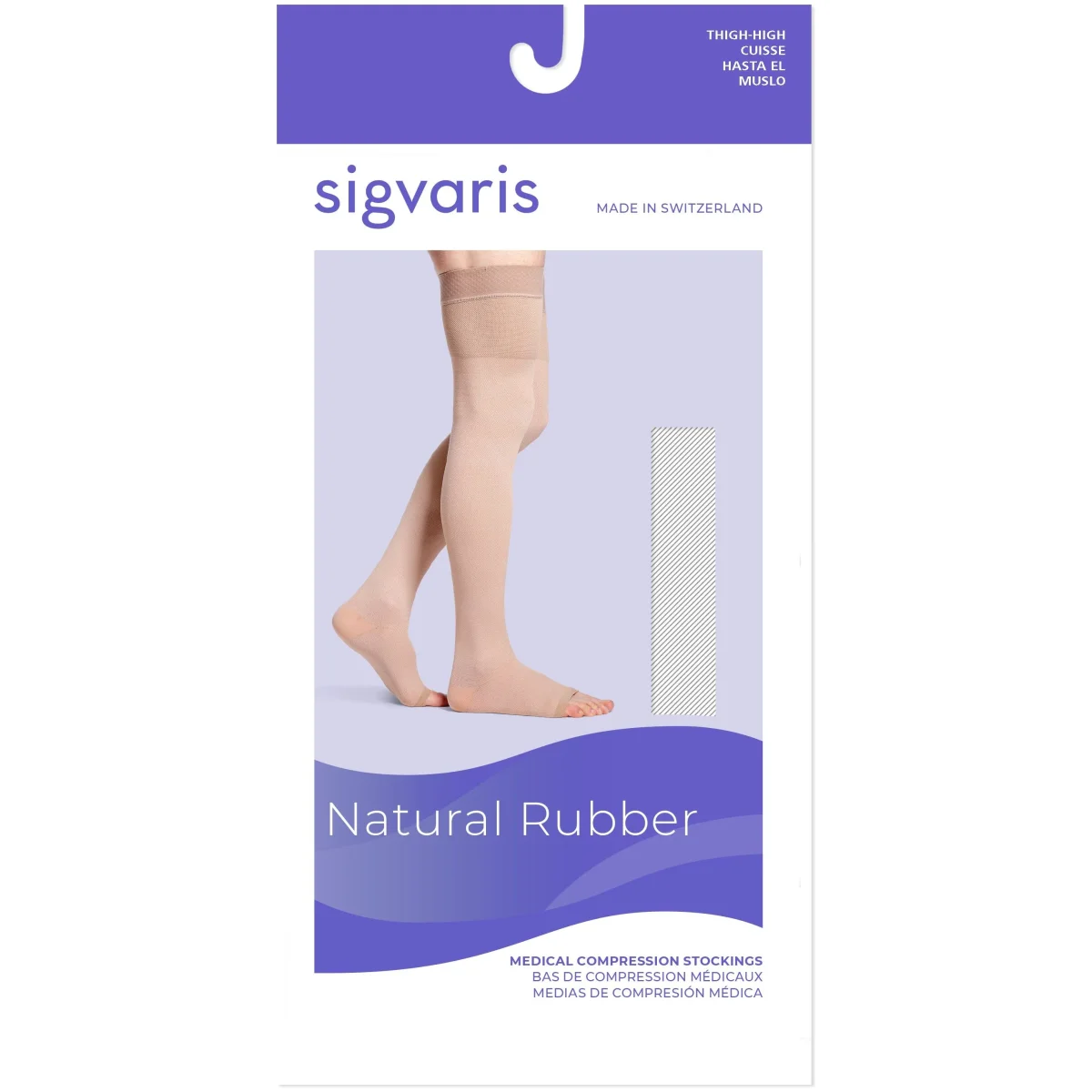 Sigvaris Natural Rubber Thigh High 30-40 mmHg, Open Toe w/ Waist Attachment - Image 3