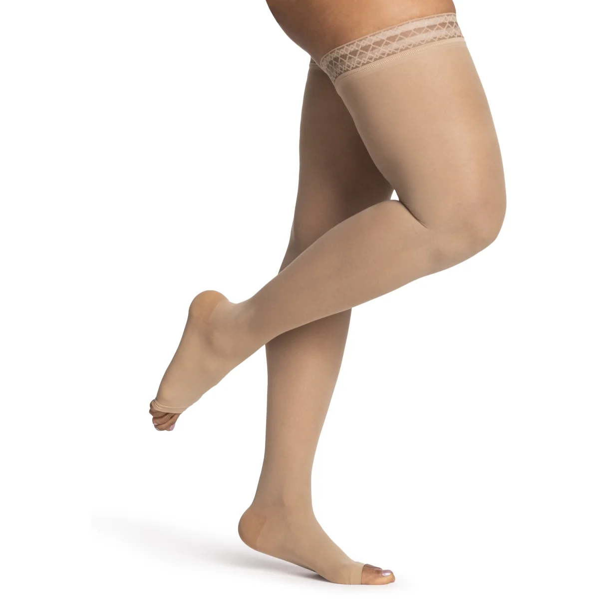 Dynaven Sheer Women's Thigh High 20-30 mmHg, Open Toe - Image 2