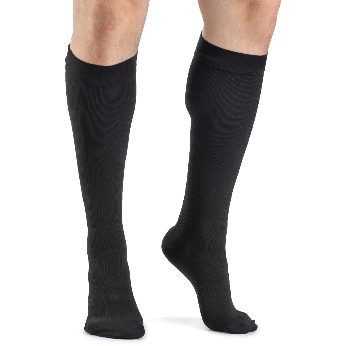 Dynaven Opaque Ribbed Men's Knee High 15-20 mmHg w/ Silicone Top - Image 3