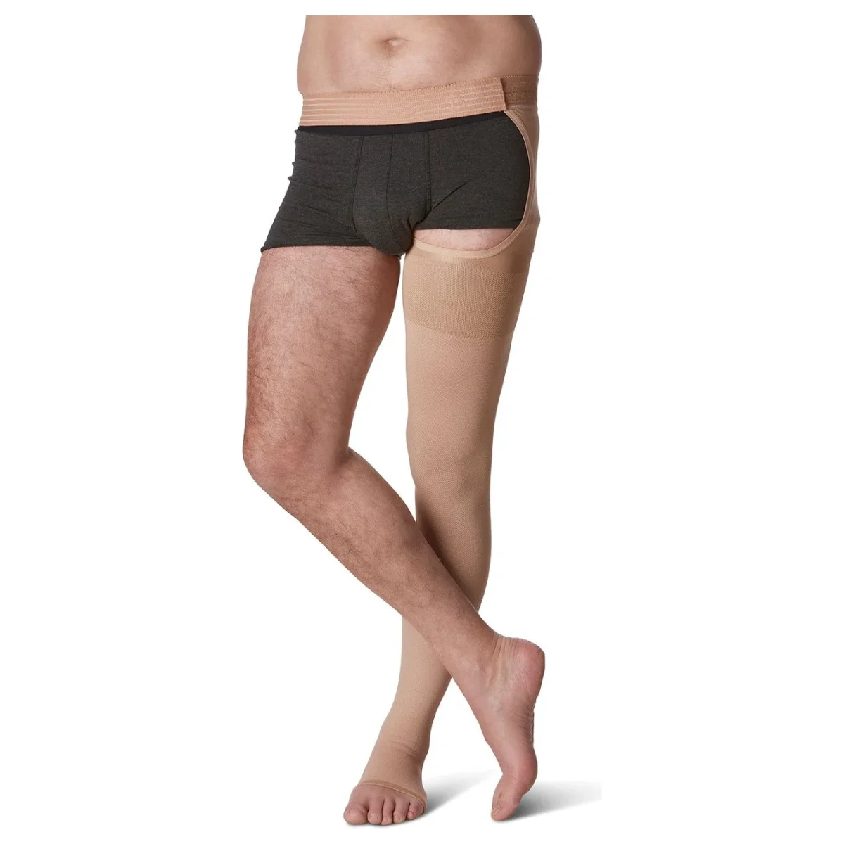 Sigvaris Natural Rubber Thigh High 30-40 mmHg, Open Toe w/ Waist Attachment - Image 2