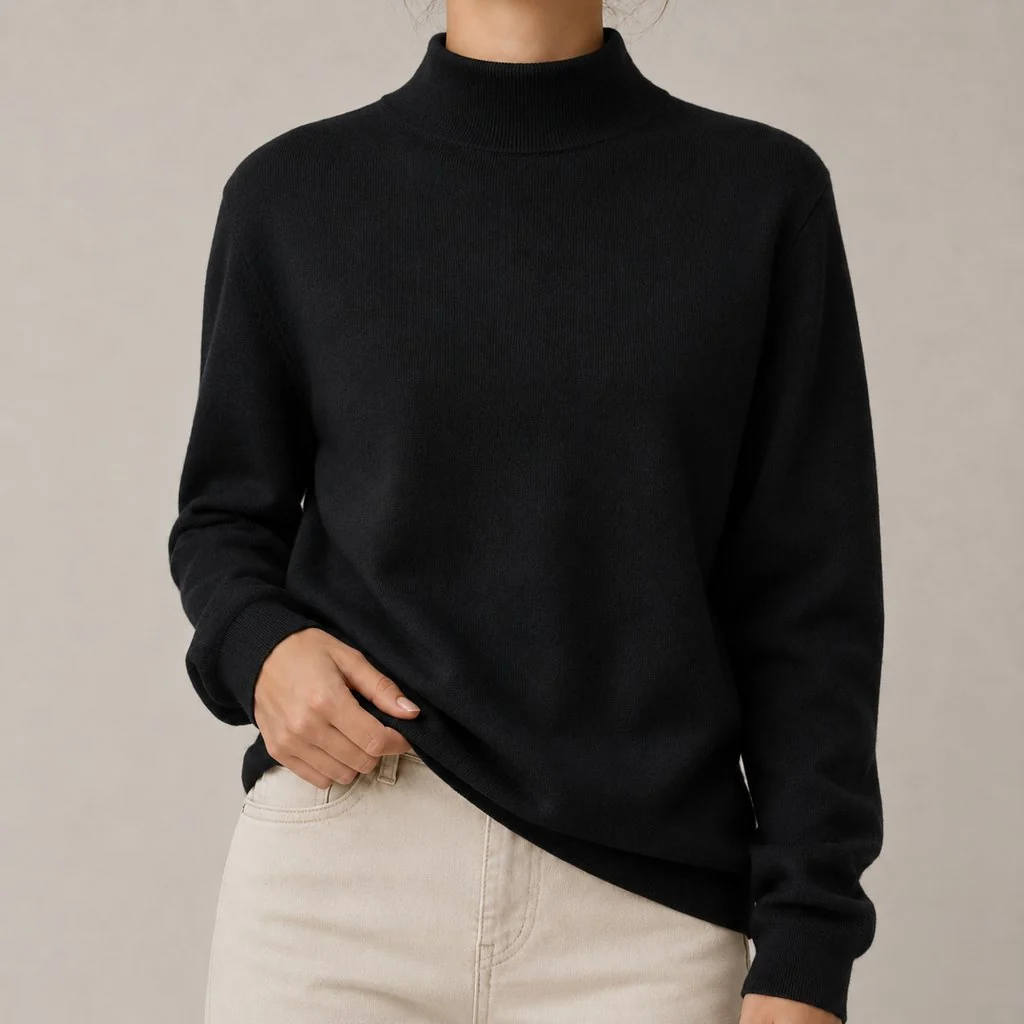 Malha Feminina Gola Alta Retrô Modelagem Solta - Blusa Tricô Aconchegante Estilo Anos 90 no Frio - Image 9