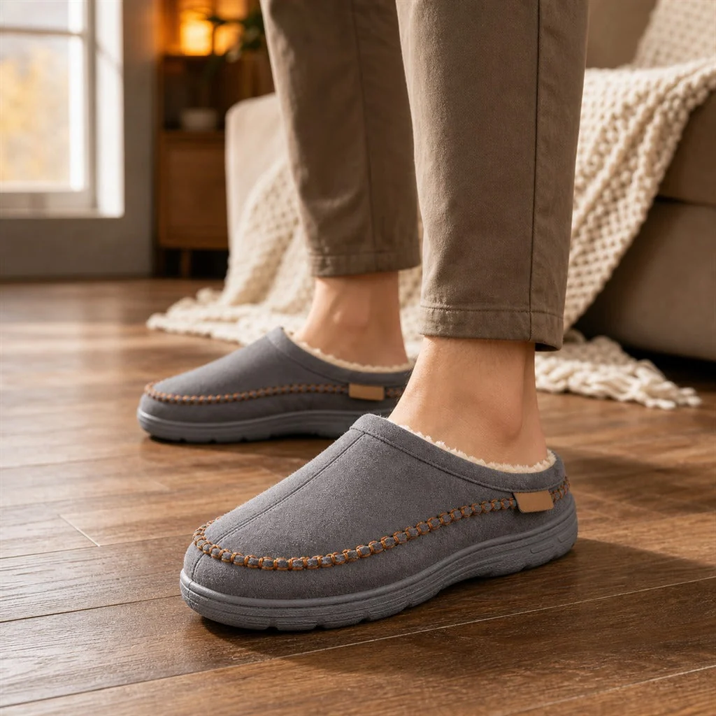 Pantufa Masculina Felpuda de Casa - Solado Antiderrapante, Macia e Aquecida para Inverno - Image 5