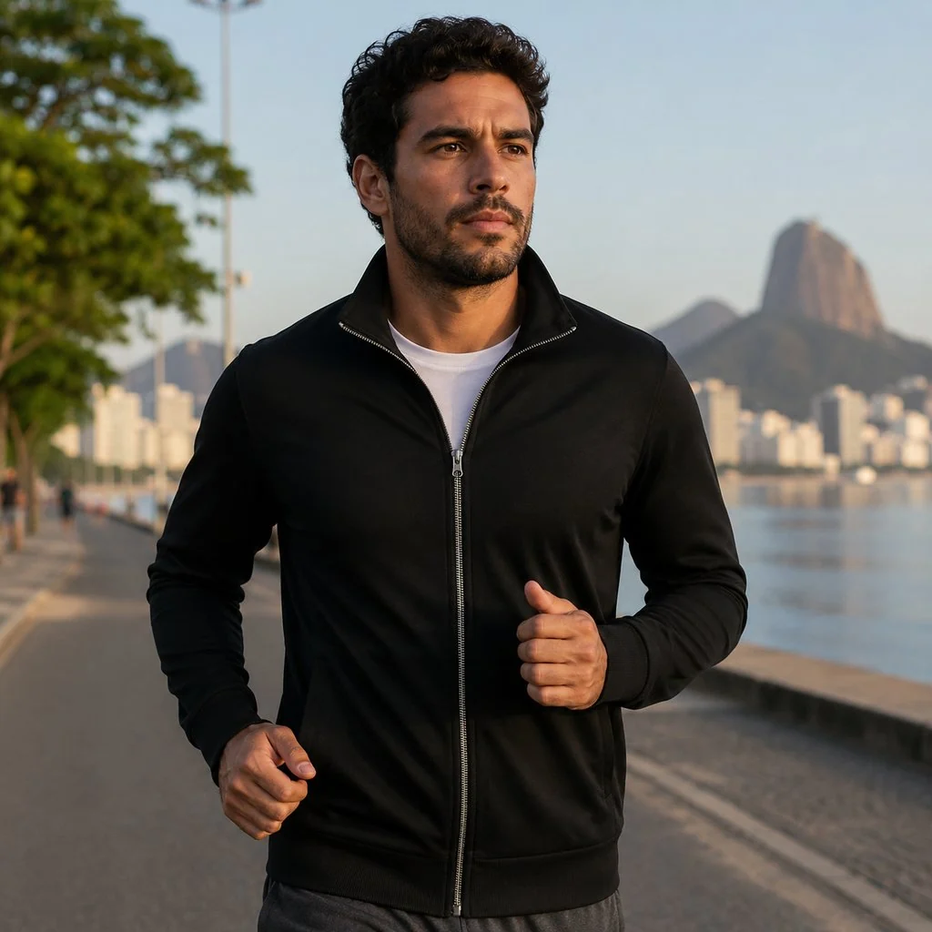 Corta-Vento Masculino com Zíper Gola Alta - Casual Esportivo Slim para Treinos e Uso Urbano