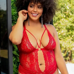 BODY SEXY VERMELHO LACRADOR RENDADO SEM BOJO - PLUS SIZE