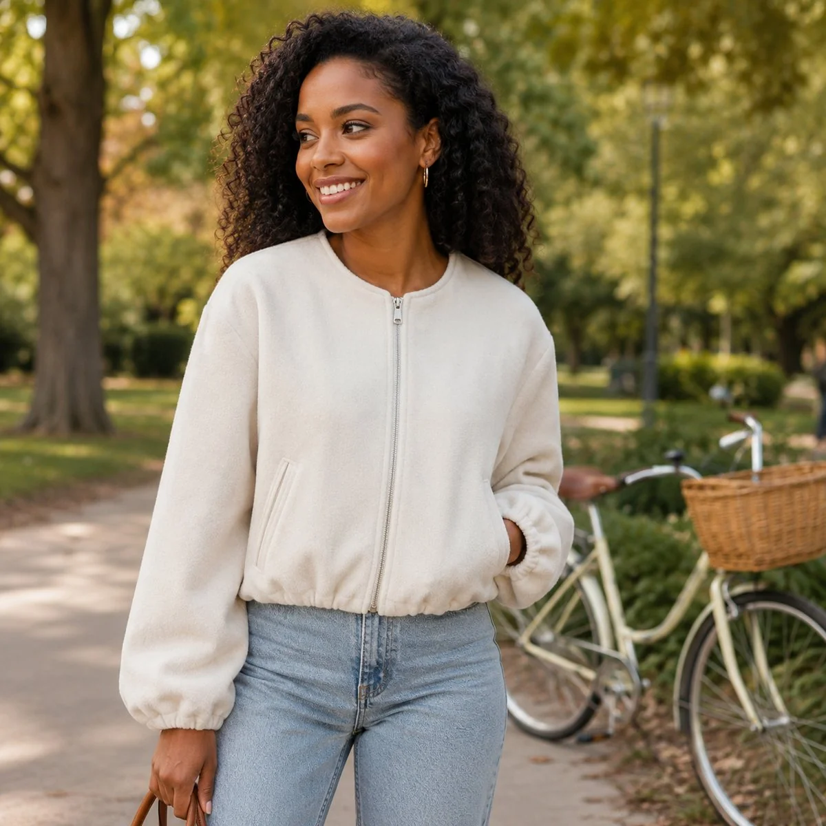Jaqueta Cropped Feminina Macia - Bomber com Zíper e Manga Longa para Looks Descontraídos de Inverno - Image 9