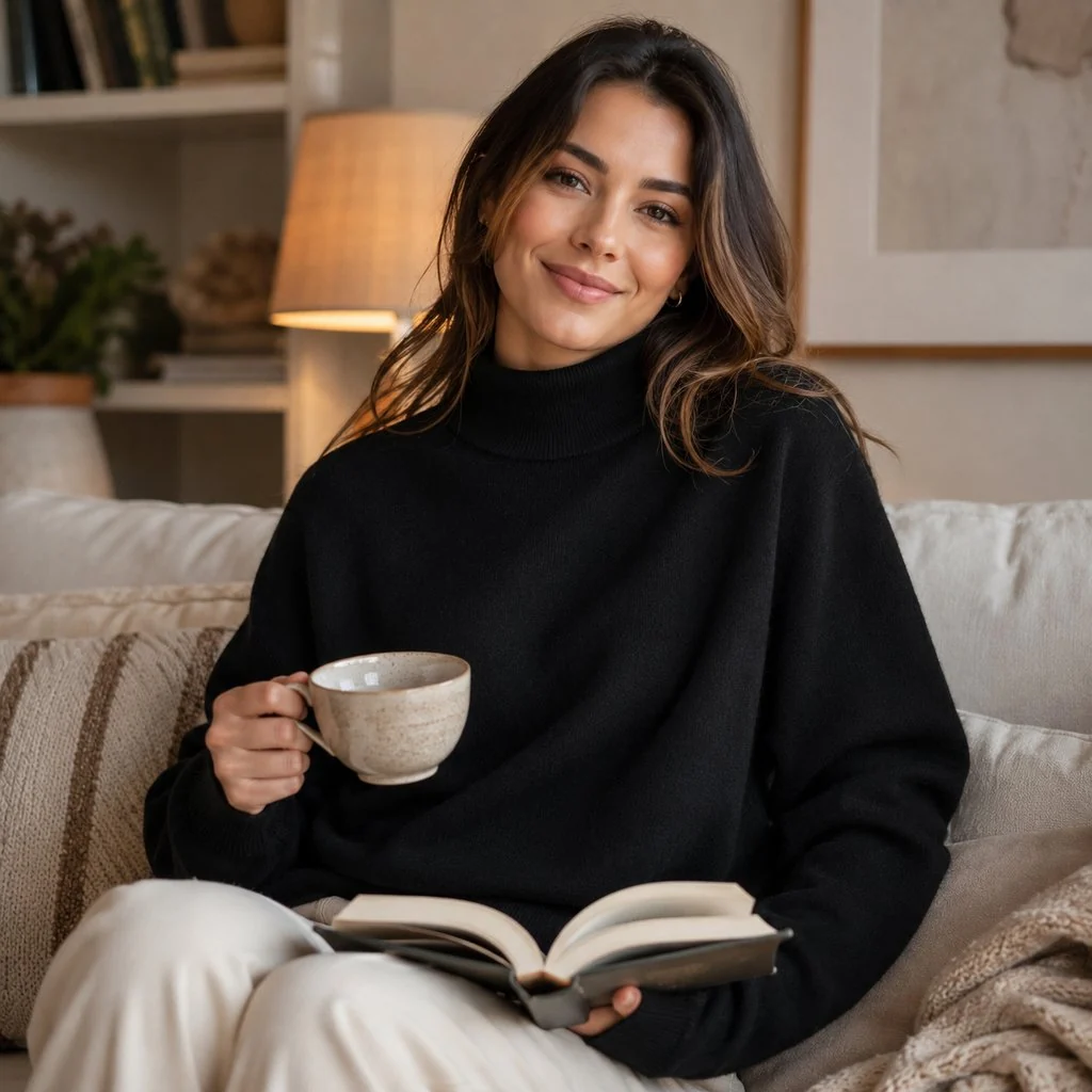 Malha Feminina Gola Alta Retrô Modelagem Solta - Blusa Tricô Aconchegante Estilo Anos 90 no Frio - Image 6