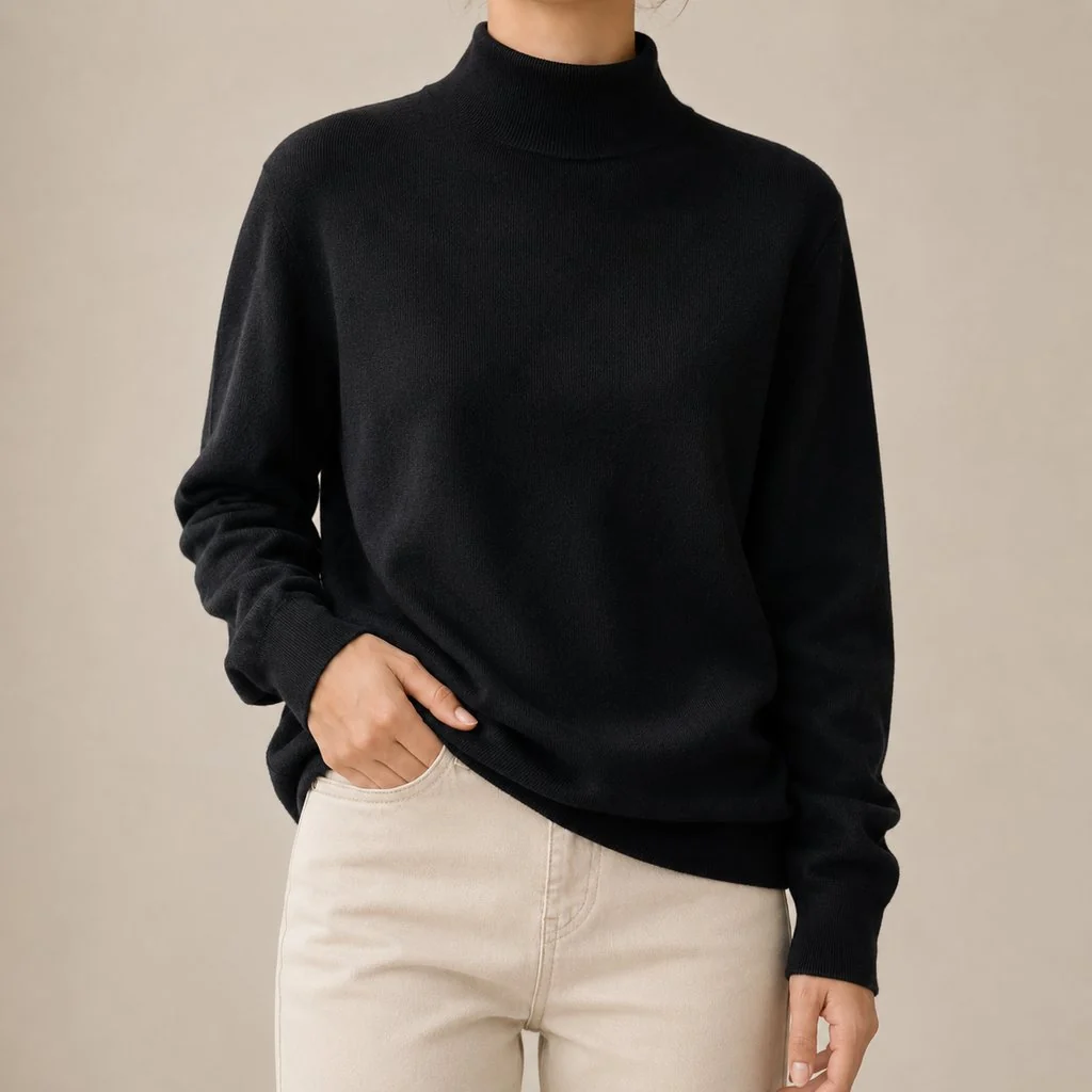 Malha Feminina Gola Alta Retrô Modelagem Solta - Blusa Tricô Aconchegante Estilo Anos 90 no Frio - Image 7