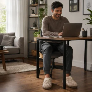 Pantufas Masculinas de Camurça com Forro - Fechadas Confortáveis Antiderrapantes para Casa