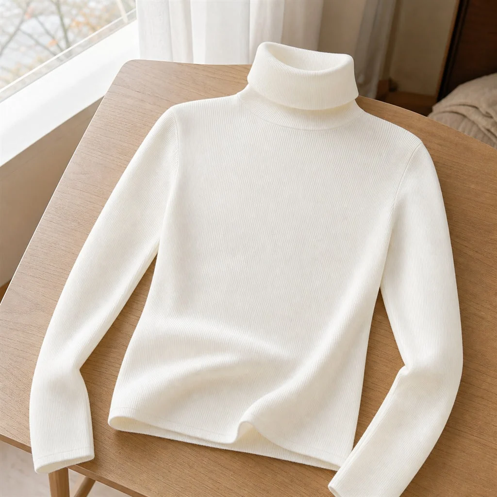 Suéter Feminino Básico Gola Alta Liso - Malha Macia e Aquecida para Inverno - Image 2