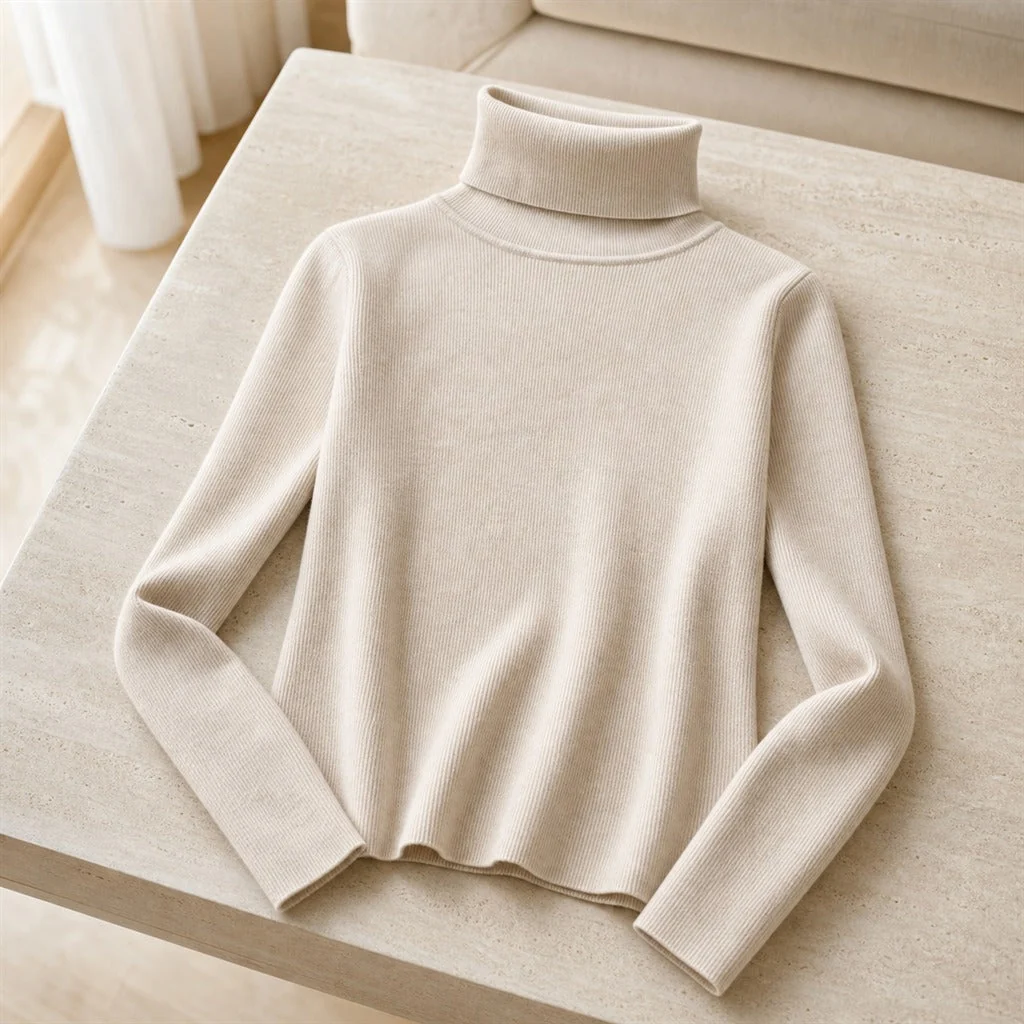 Suéter Feminino Básico Gola Alta Liso - Malha Macia e Aquecida para Inverno - Image 5